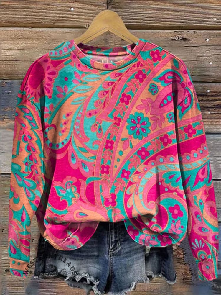 Paisley Art Print Casual T-shirt - Image 6