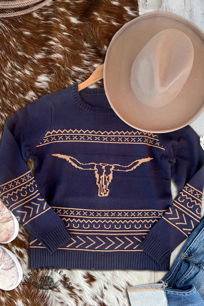 Vintage Long Horn Print Sweater - Image 2