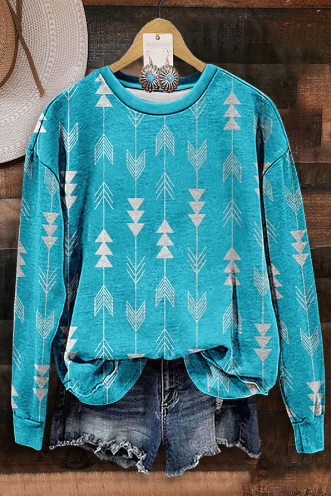 Retro Western Aztec Print Sweatshirt - Image 2