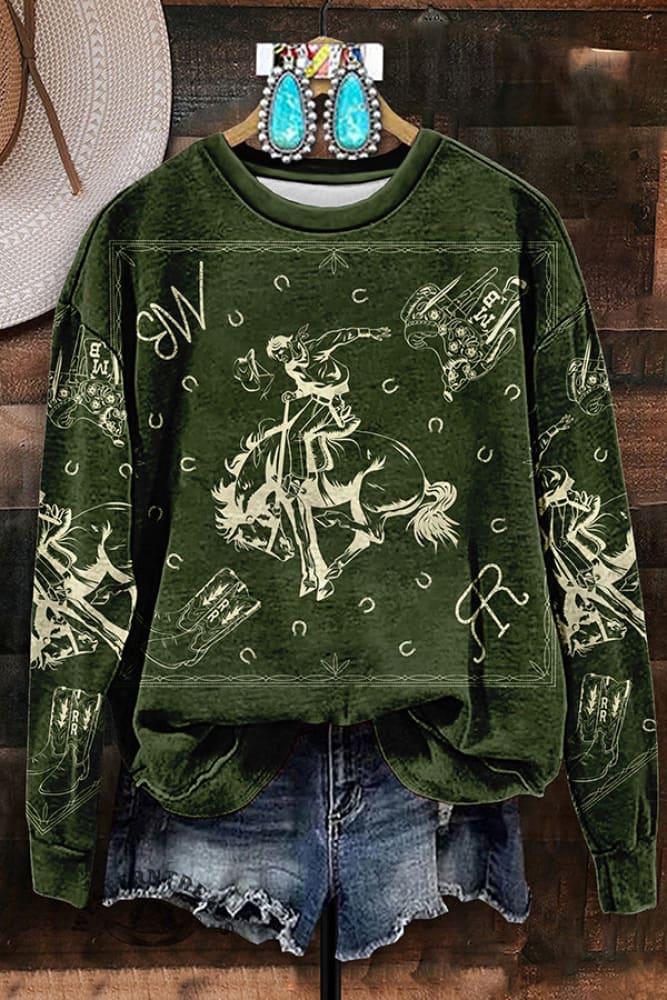 Vintage Western Rodeo Print Sweatshirt - Image 2