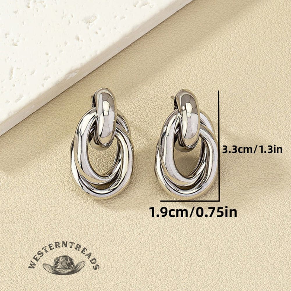 Stylish Geometric Circle Metal Earrings - Image 5