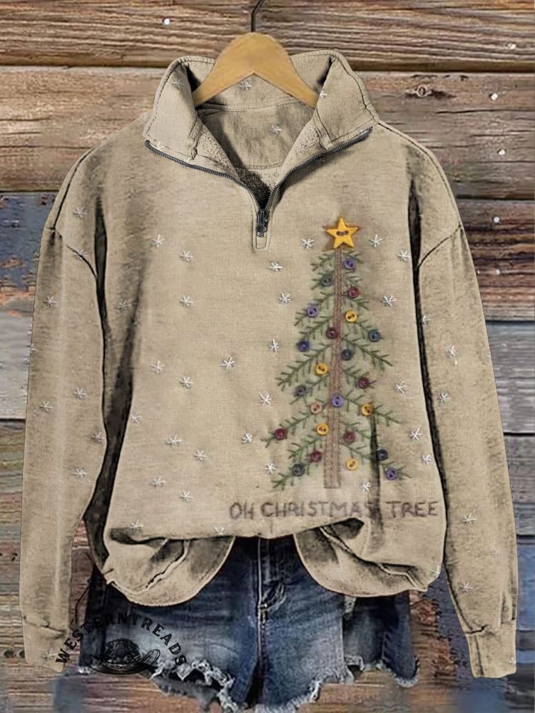 Retro Christmas Tree Casual Sweatshirt - Image 3