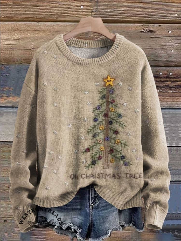 Retro Christmas Tree Casual Sweatshirt - Image 4