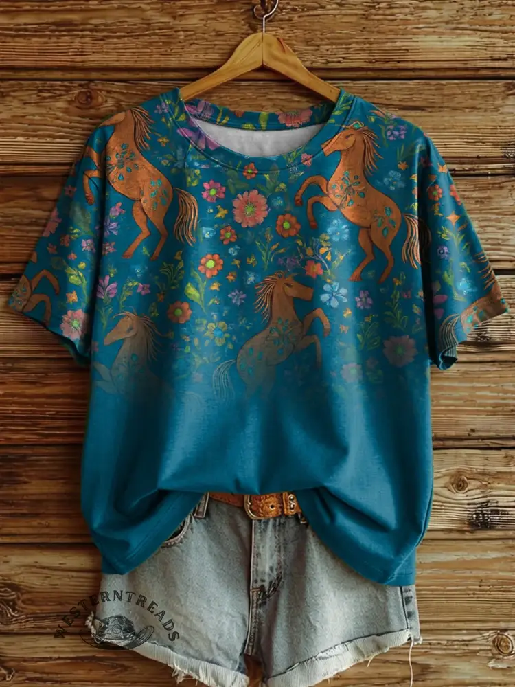 Retro Floral Art Print T-shirt