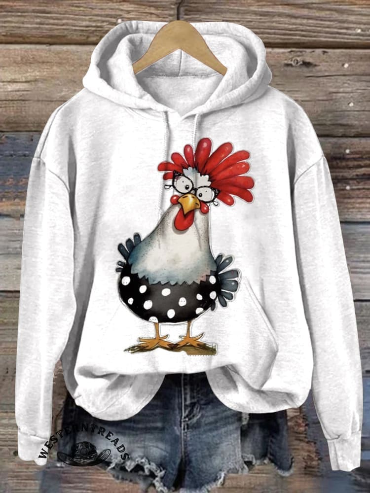 Retro Hen Art Print Casual T-shirt - Image 10