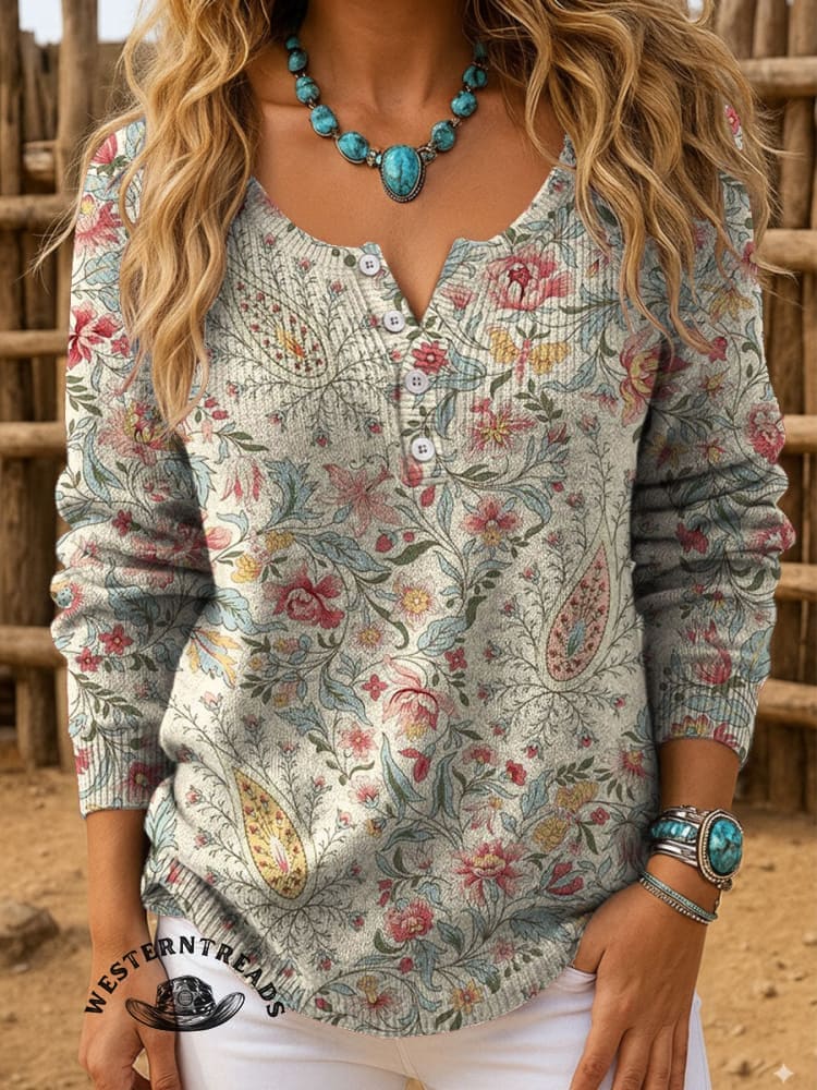 Limited time super low price ⚡Retro Paisley Floral Print Casual Hoodie Sweatshirt - Image 5