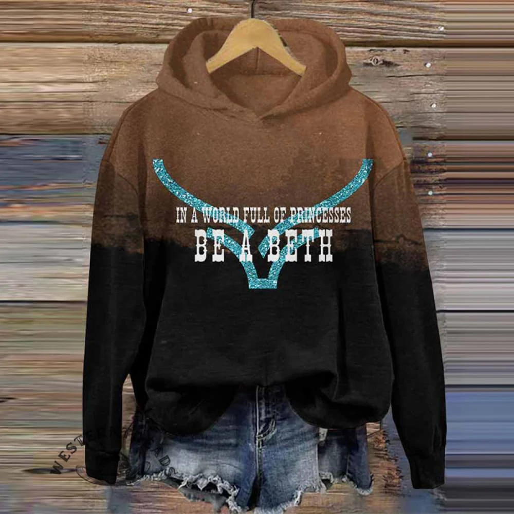 Retro Western Tv Inspired Lettering Casual Hoodie - Image 2