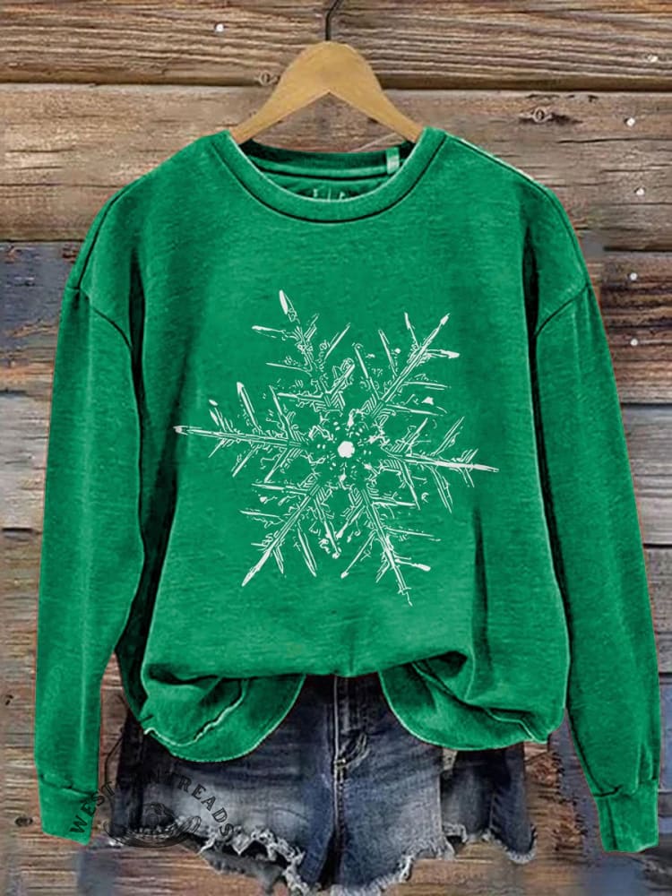 Snowflake Winter Christmas Print Casual Sweatshirt - Image 2