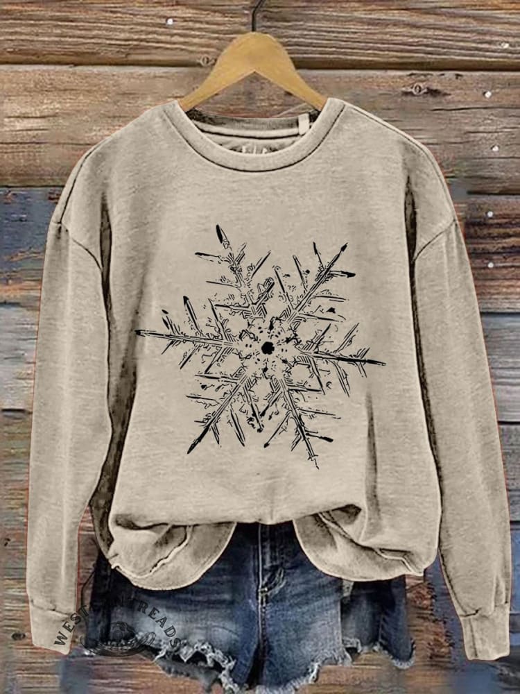 Snowflake Winter Christmas Print Casual Sweatshirt - Image 6