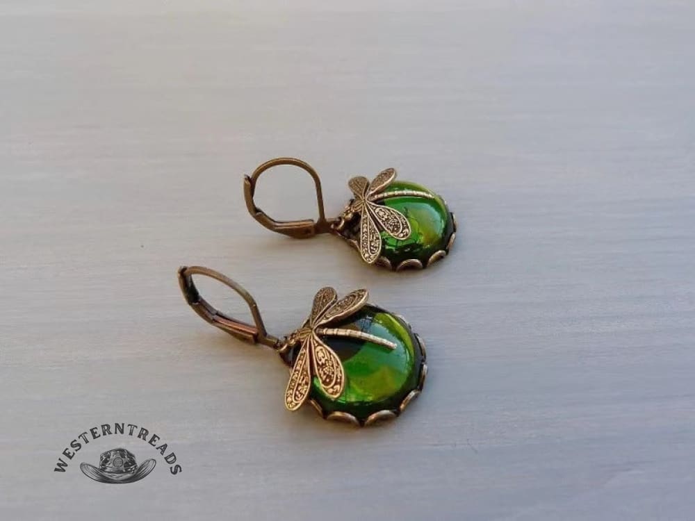Spherical Dragonfly Earrings in Antique Gold - Image 10