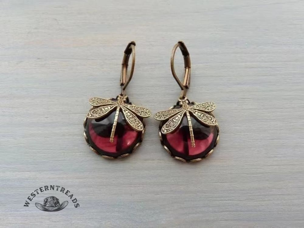 Spherical Dragonfly Earrings in Antique Gold - Image 3