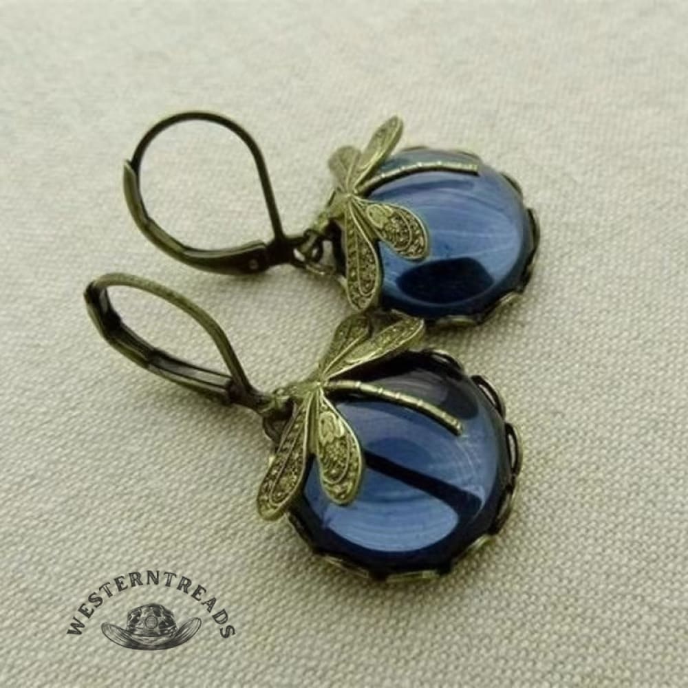 Spherical Dragonfly Earrings in Antique Gold - Image 5