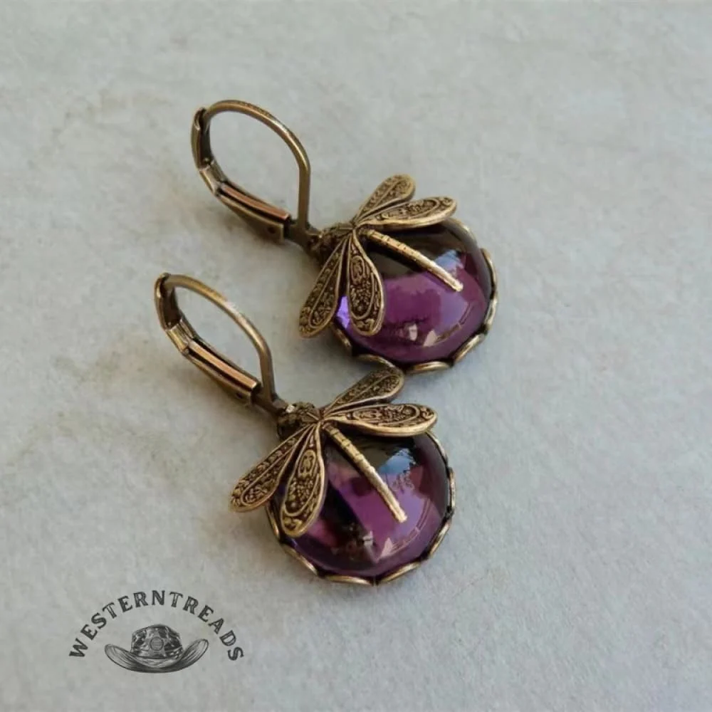 Spherical Dragonfly Earrings in Antique Gold - Image 6