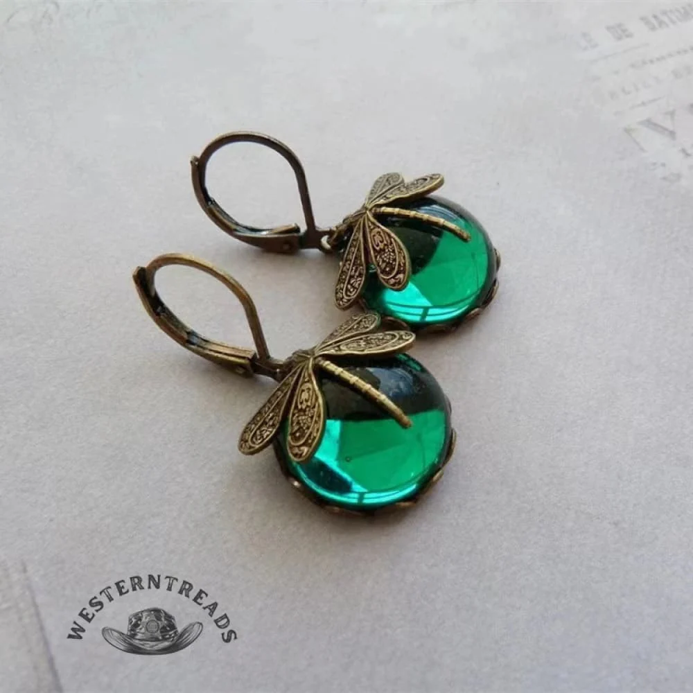 Spherical Dragonfly Earrings in Antique Gold - Image 8