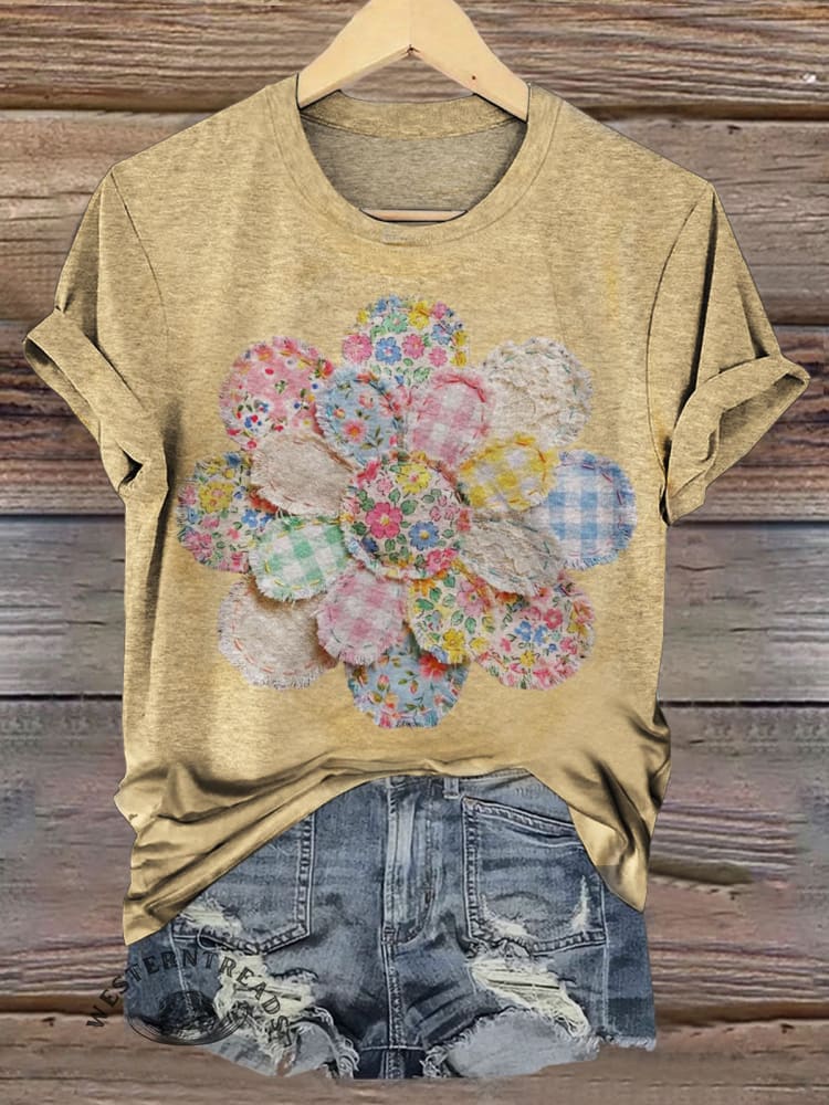 Spring Daisies Art Print Casual Short Sleeve T-shirt