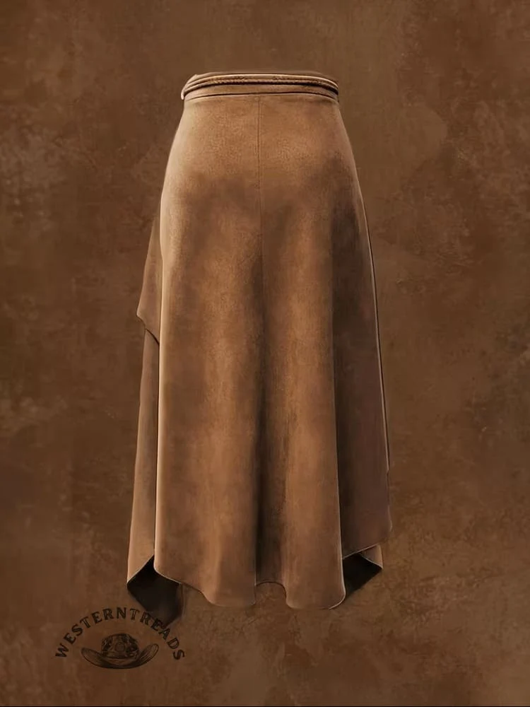 Suede & Lace Midi Skirt - Image 3