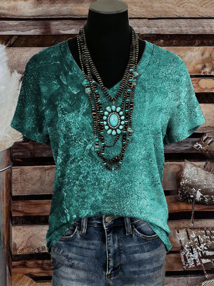 Vintage Art Print Casaul Short Sleeve T-shirt