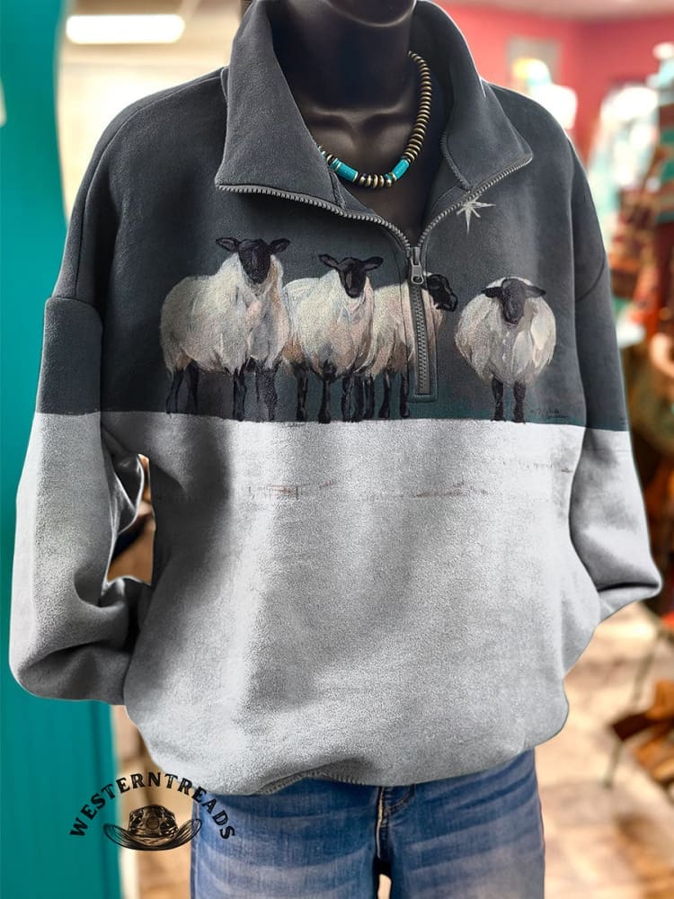 Vintage Art Print Casual Cotton Sweatshirt - Image 2