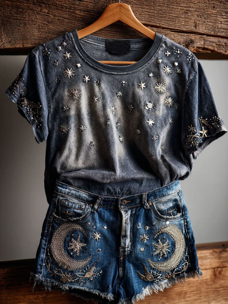 Vintage Art Print Casual Short Sleeve T-shirt