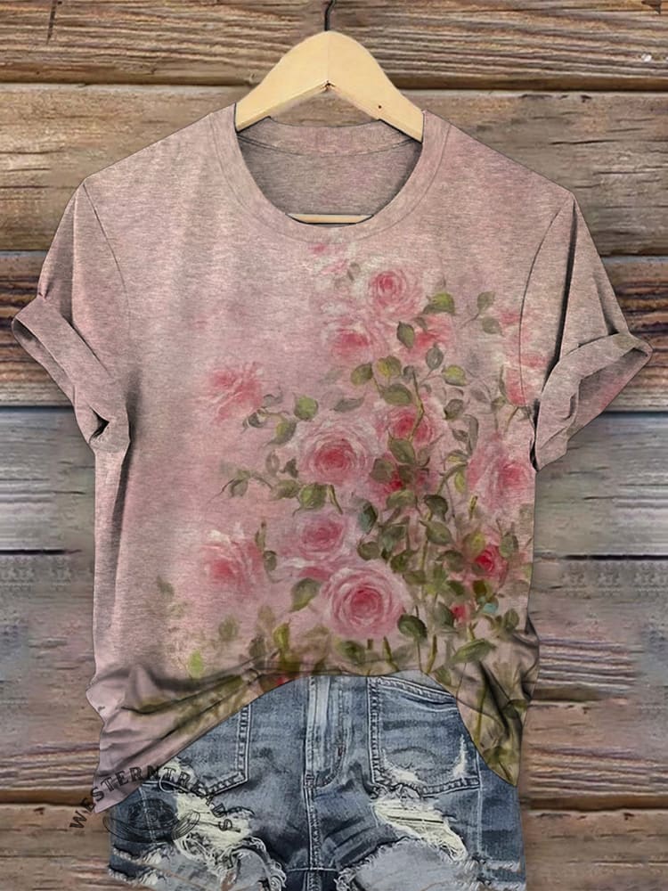 Vintage Art Print Casual T-shirt