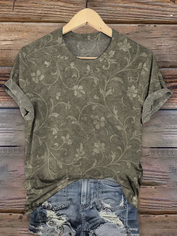 Vintage Art Print Casual T-shirt