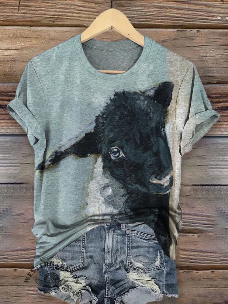 Vintage Black-faced Sheep Art Print Short Sleeves T-shirt