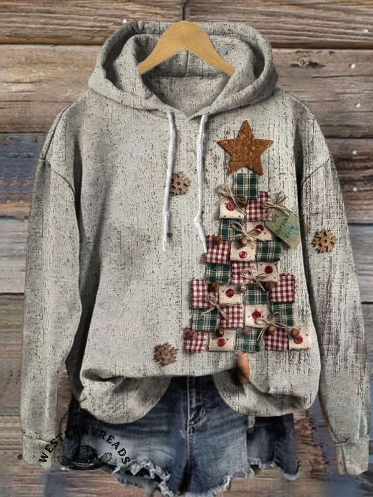 Vintage Christmas Art Print Casual Cotton Sweatshirt - Image 3