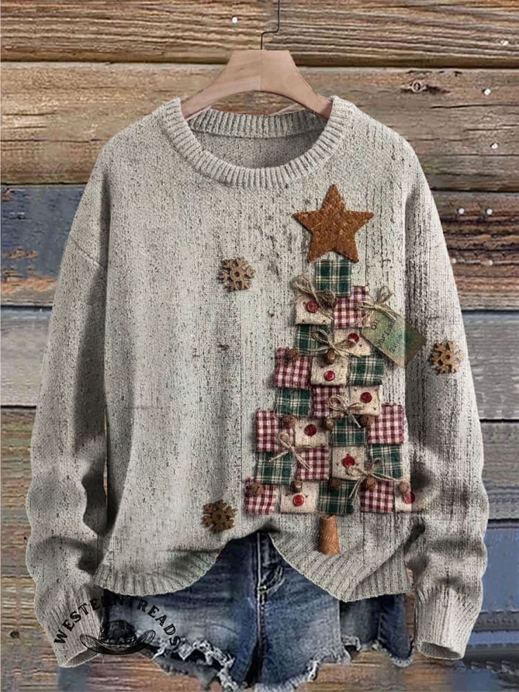 Vintage Christmas Art Print Casual Cotton Sweatshirt - Image 5