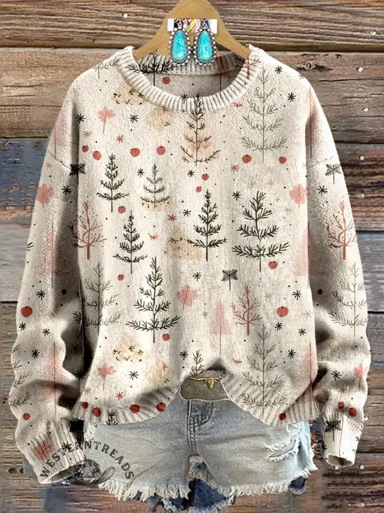 Vintage Christmas Floral Print Cotton Sweatshirt - Image 4