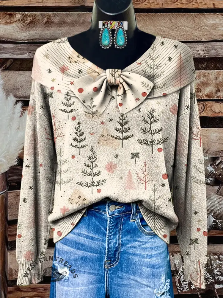 Vintage Christmas Floral Print Cotton Sweatshirt - Image 5