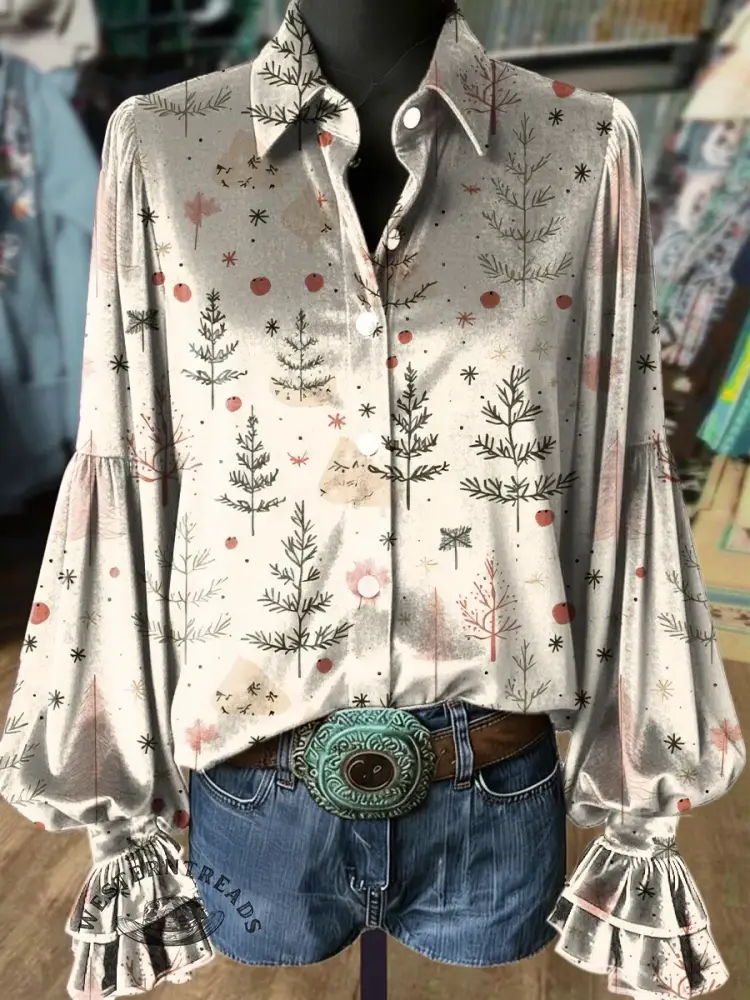 Vintage Christmas Floral Print Cotton Sweatshirt - Image 7
