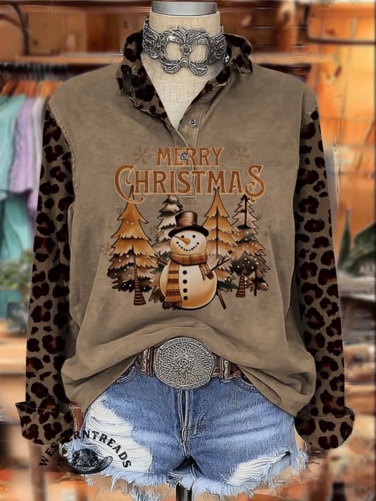 Vintage Christmas Pattern Casual Cotton Sweatshirt - Image 6