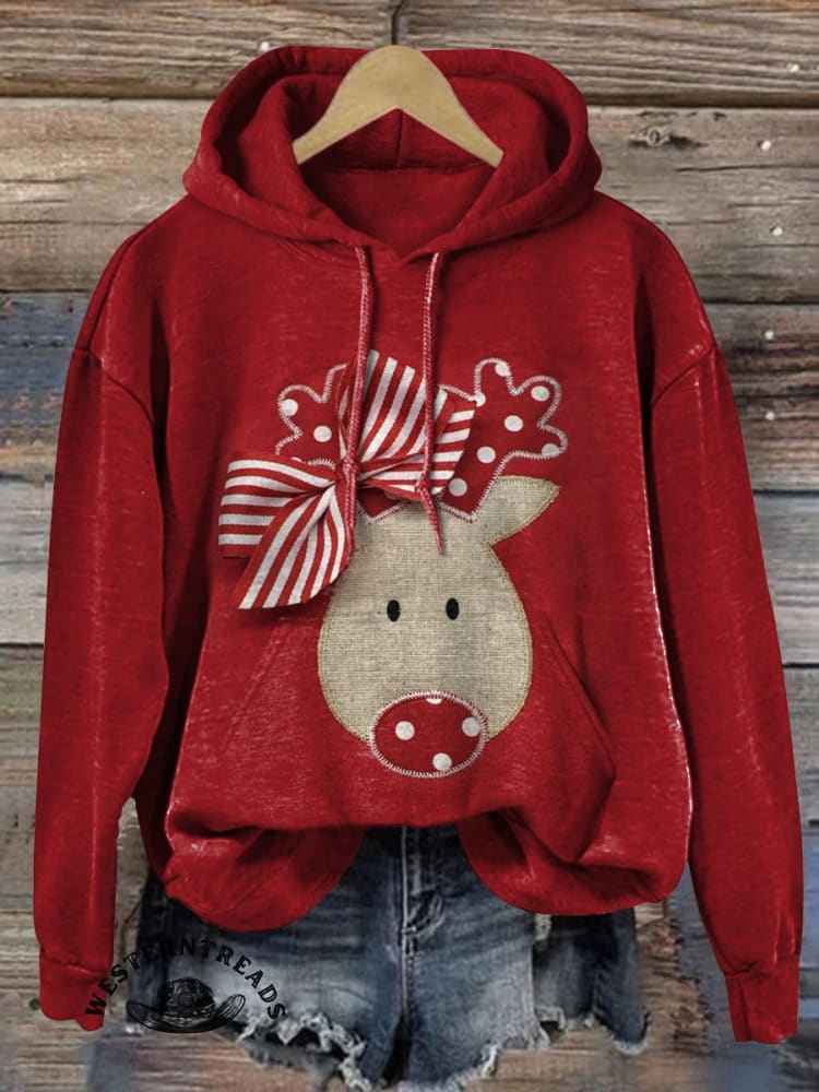Vintage Christmas Art Print Casual Cotton Sweatshirt - Image 3