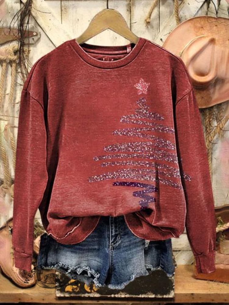 Vintage Christmas Print Casual Sweatshirt - Image 2