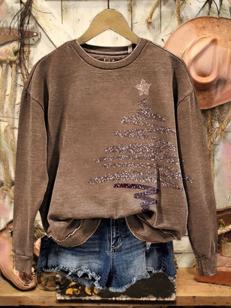 Vintage Christmas Print Casual Sweatshirt - Image 3