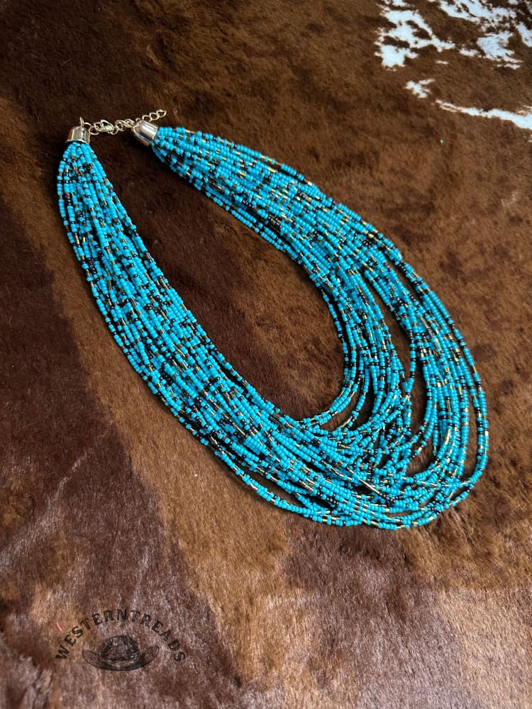 Vintage exaggerated multi-layer millet bead necklace - Image 3