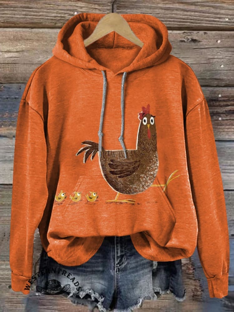 Vintage Farm Art Print Casual Cotton Sweatshirt - Image 3