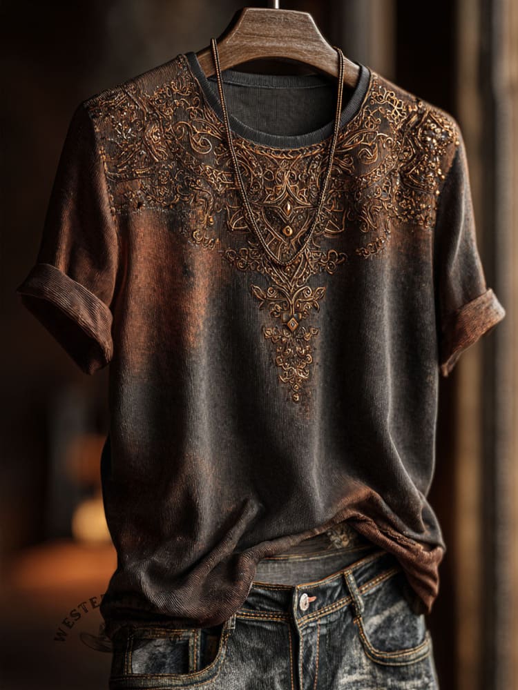 Vintage Floral Art Print Casual Short Sleeve T-shirt