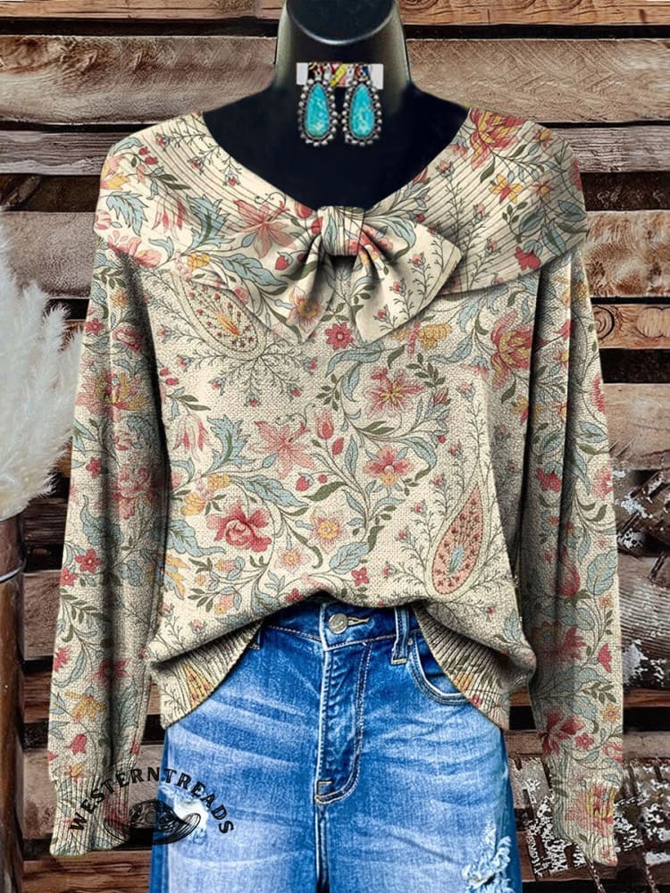 Limited time super low price ⚡Retro Paisley Floral Print Casual Hoodie Sweatshirt - Image 4