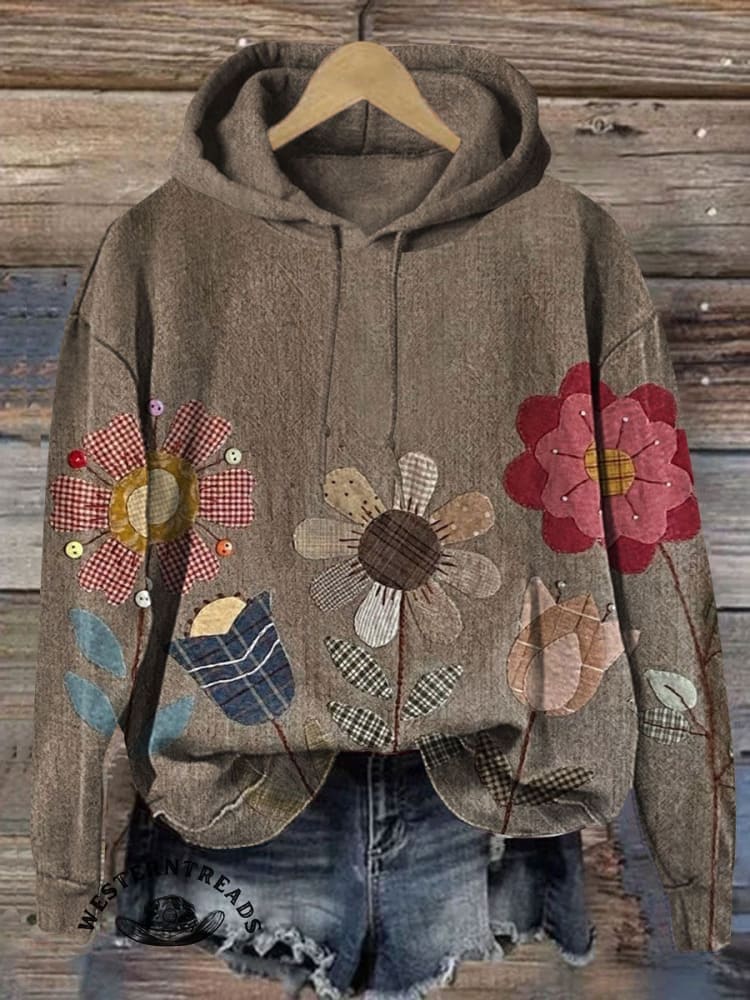 🔥Hot Sale🔥Vintage Floral Print Casual Cotton Sweatshirt - Image 2