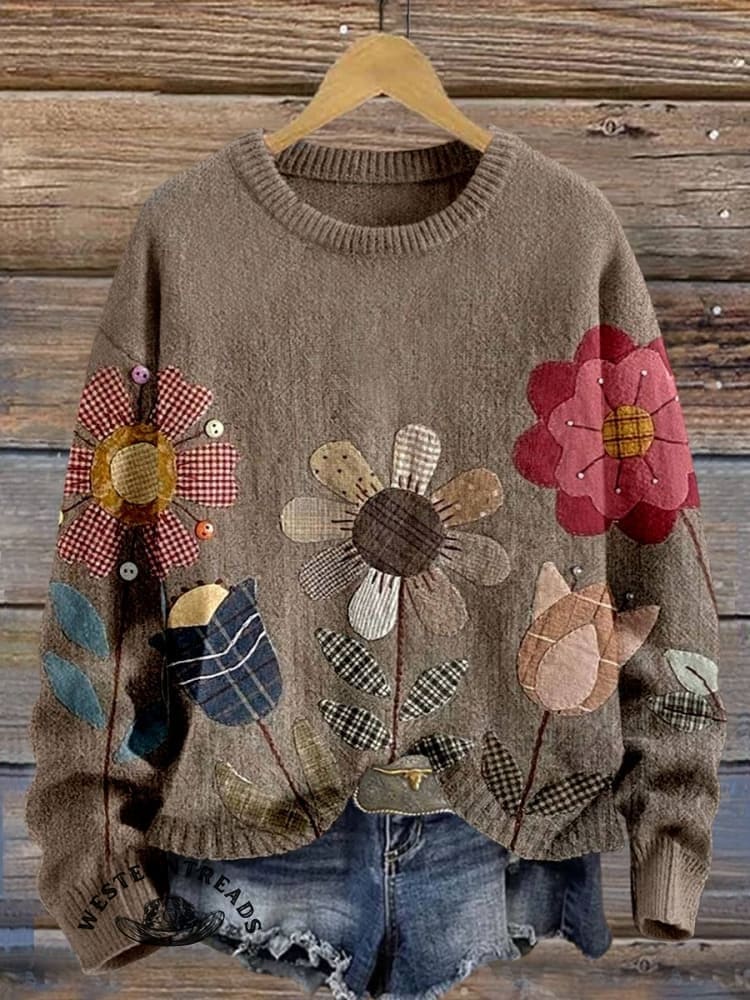 🔥Hot Sale🔥Vintage Floral Print Casual Cotton Sweatshirt - Image 6