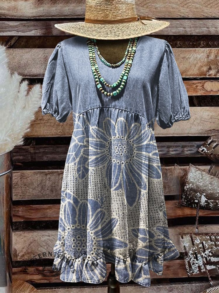 Vintage Floral Print Casual T-shirt - Image 6