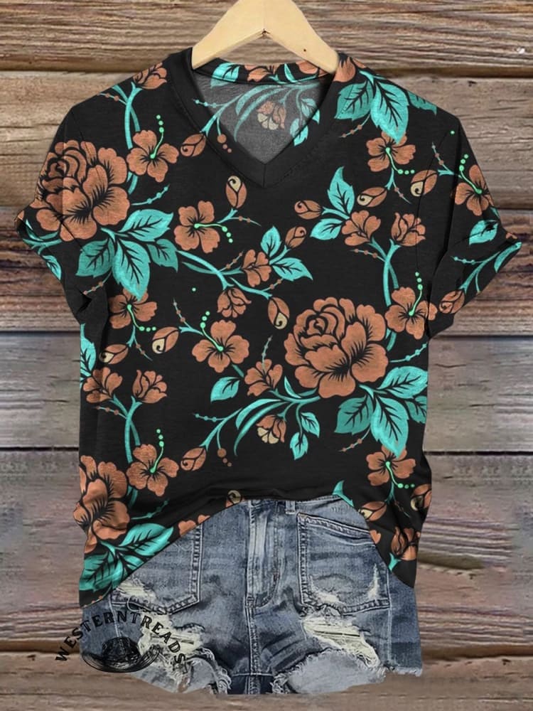 🔥Hot Sale🔥Vintage Floral Print Casual T-shirt - Image 2