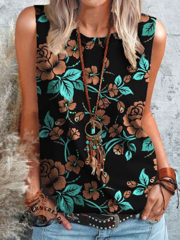 🔥Hot Sale🔥Vintage Floral Print Casual T-shirt - Image 4