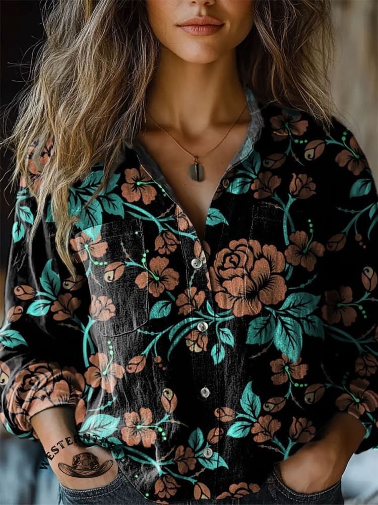 🔥Hot Sale🔥Vintage Floral Print Casual T-shirt - Image 5