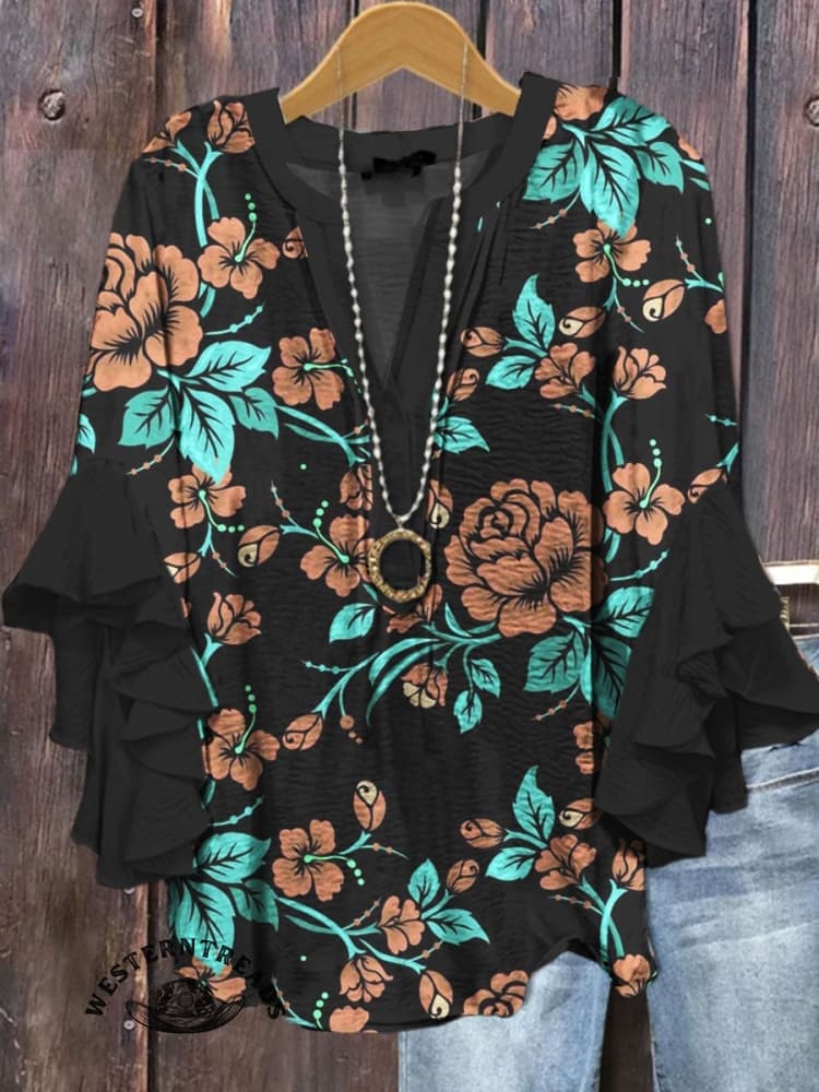 🔥Hot Sale🔥Vintage Floral Print Casual T-shirt - Image 6