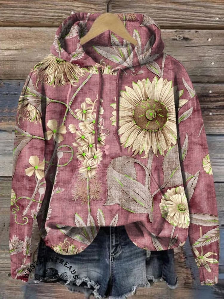 Vintage Floral Print Crew Neck Sweatshirt - Image 2
