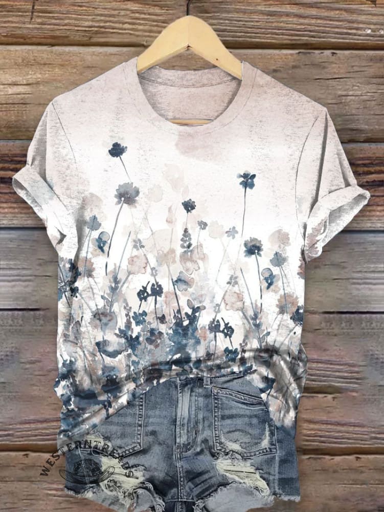 Vintage Flower Art Print T-shirt