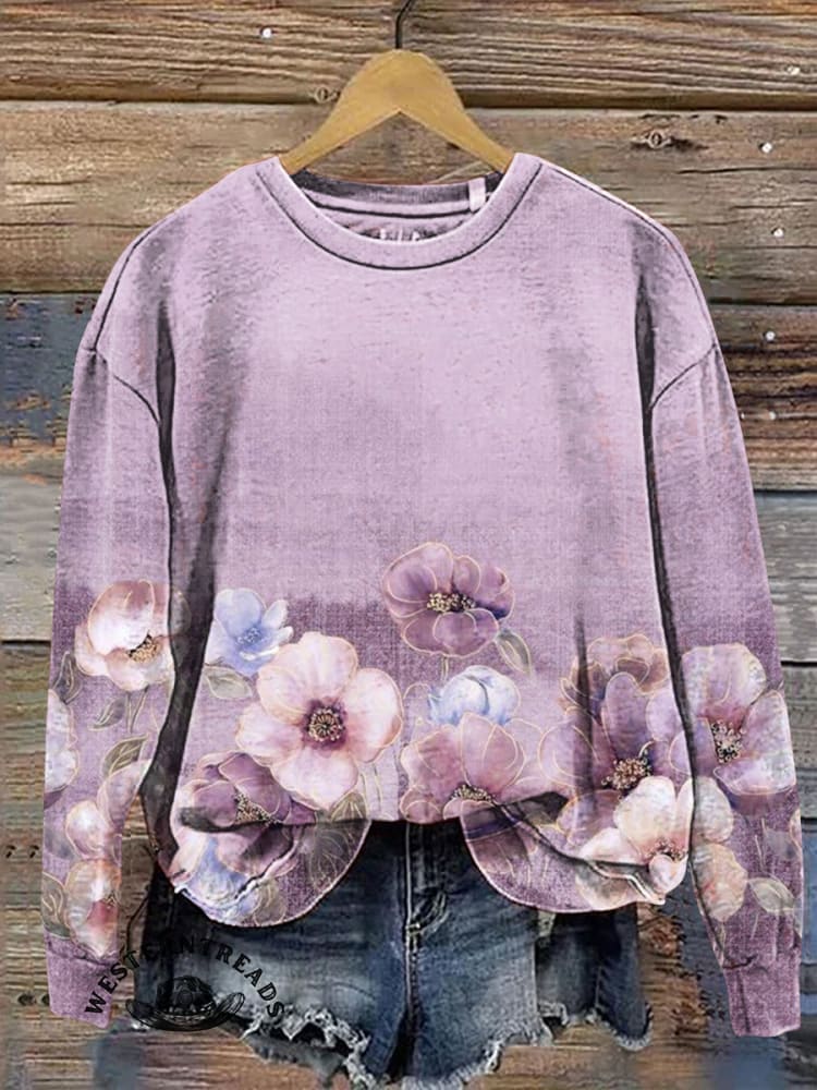 Vintage Flowers Art Print Classic Short-sleeved T-shirt - Image 3