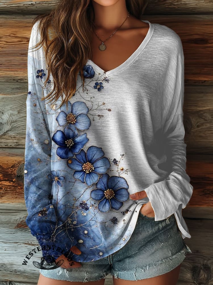 Vintage Flowers Art Print Classic Short-sleeved T-shirt - Image 3